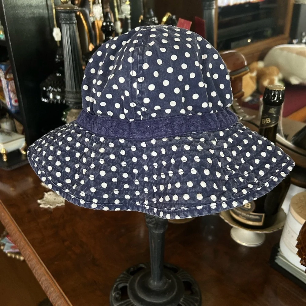 Navy Blue & White Polka-Dot Hat